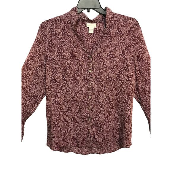 Soft Surroundings Size Large Purple Button Front 100% Silk Top Bell Sleeve Boho - Picture 2 of 12